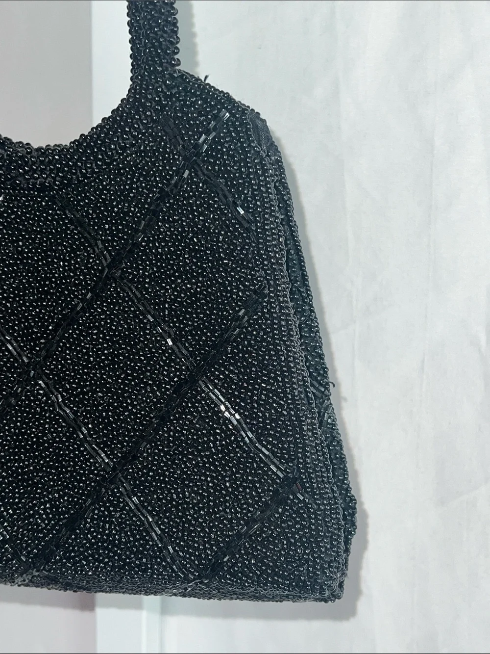 Magid Black Seed Bead Quilted Handbag Vintage 1950s-1960s